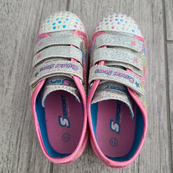 S Sport by Skechers light up sneakers rainbow glitter pink girls size 11 - Picture 7 of 14